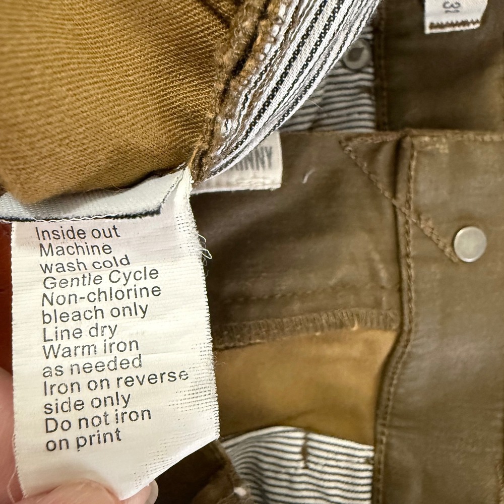 Madewell Skinny Skinny Jeans Womens 25 Olive Green Coated Waxed Excellent HOT! - Picture 7 of 9